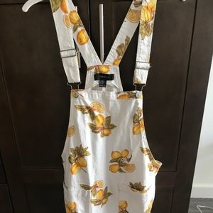 Forever 21 lemon print overall dress 0X